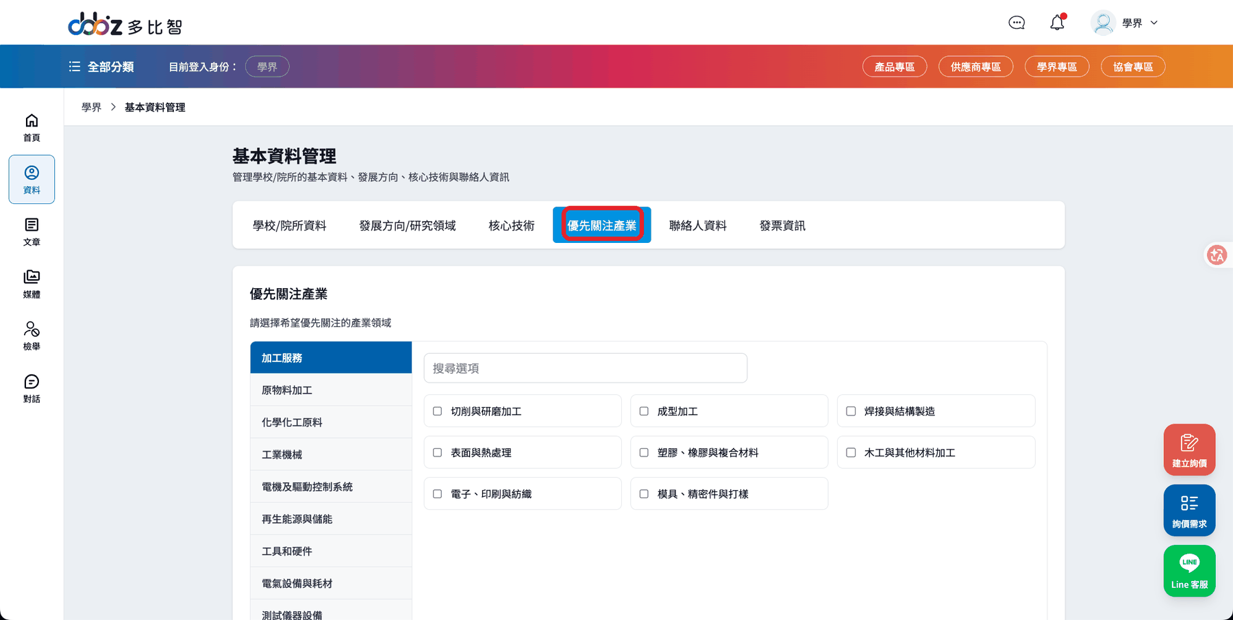 優先關注產業分頁
