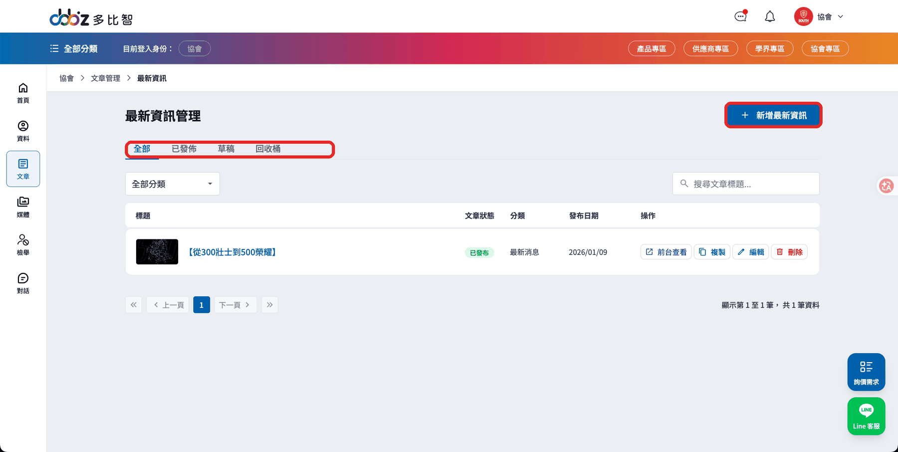最新資訊管理列表