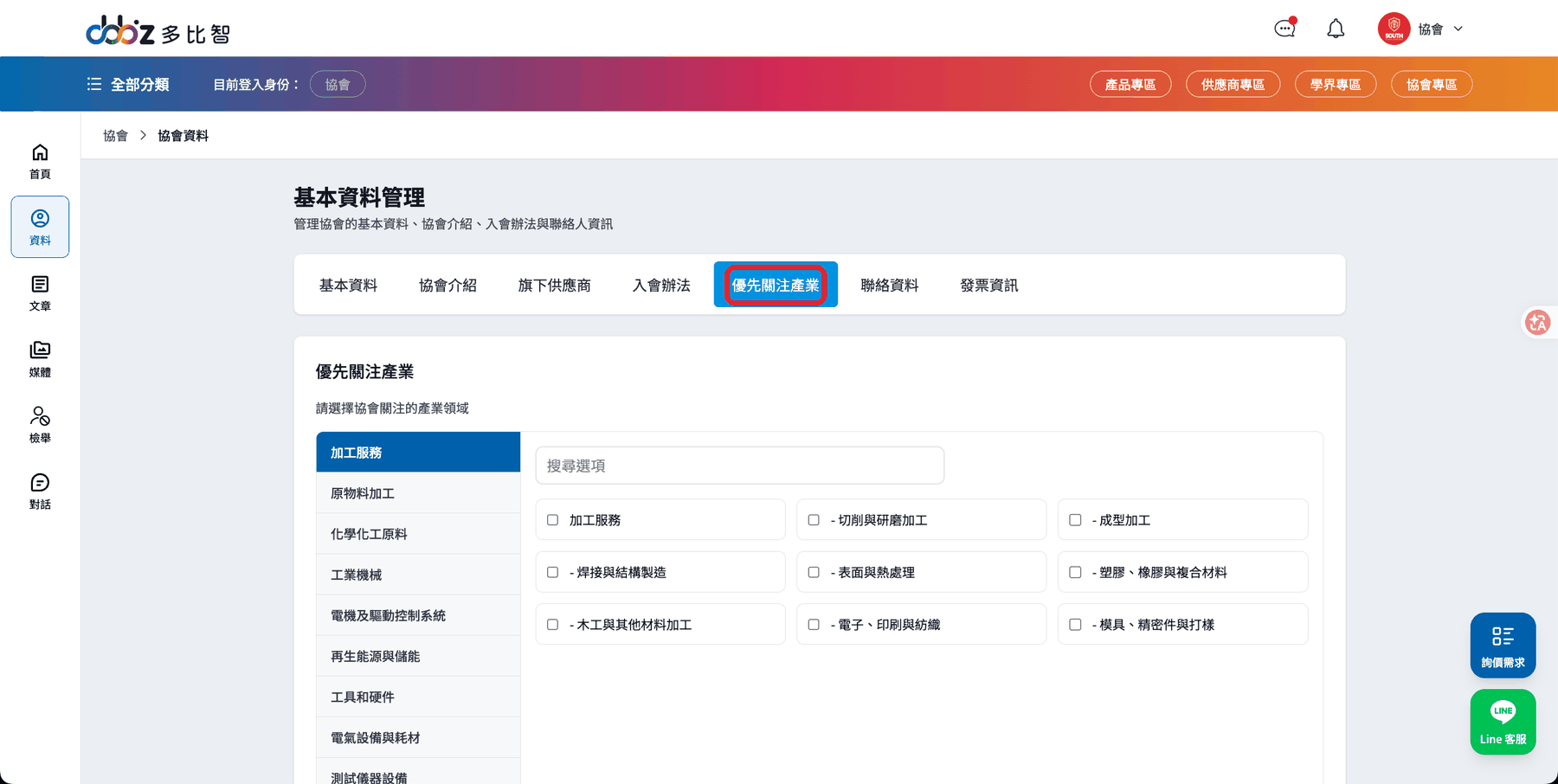 協會優先關注產業分頁